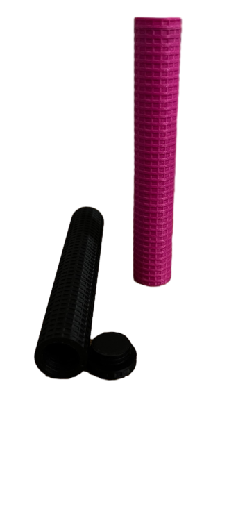 Storage tube with cap, upright view in pink and black - LH3D organizer kit